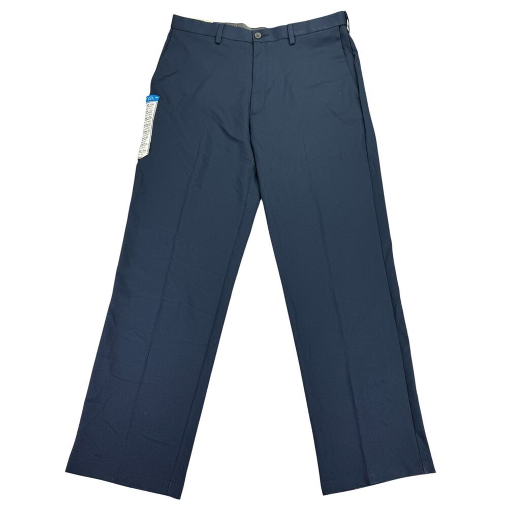 Haggar Mens Cool 18 Pro Classic Fit Flat Front Dress Pants Navy Blue 36x32